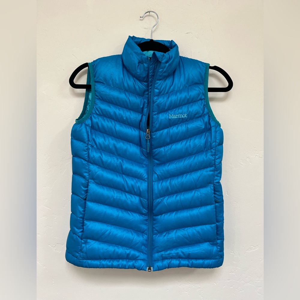 Marmot Turquoise Quilted Puffer Vest Down 800 fill Sz XS